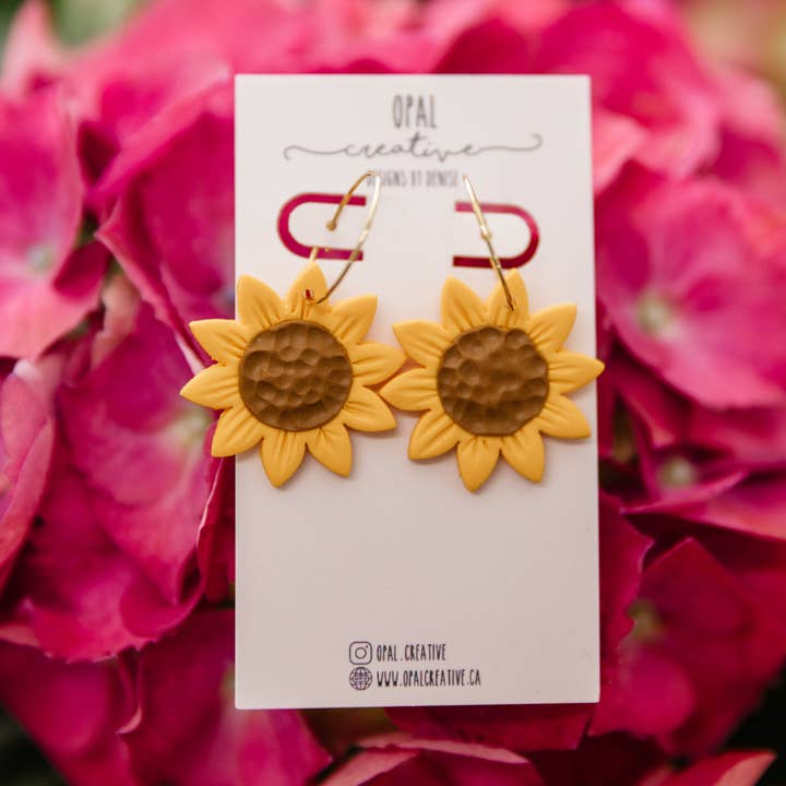 Sunflower Polymer Clay Earrings for wholesale by Opal Creative