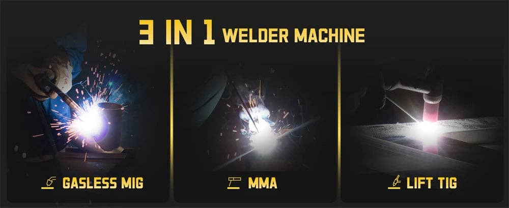 American Smart - Wholesale Kitchen Appliance - HZXVOGEN HVM140 3 in 1 Semi-Automatic Inverter Mig Welding Machine MMA/Gasless MIG/Lift TIG IGBT Non Gas Welder Synergy Tool12