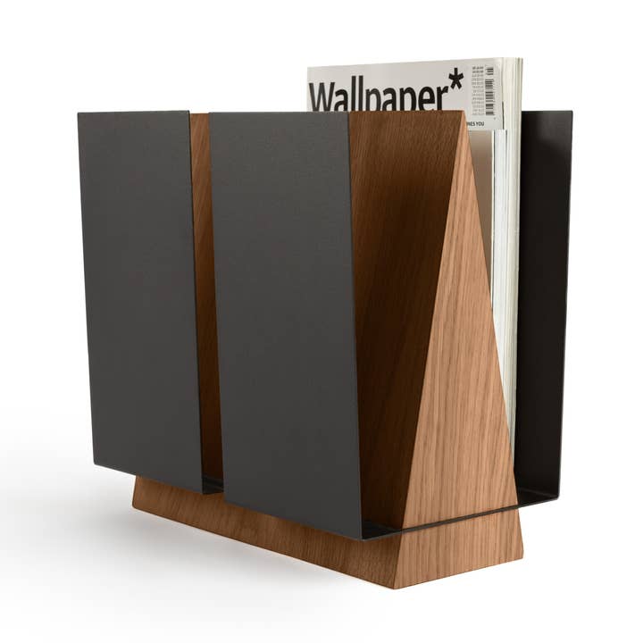 NAMUOS - Wholesale Magazine Rack - Magazine rack WINGS - Walnut, Matte Black0