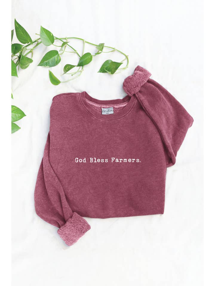 OAT COLLECTIVE - Wholesale Graphic Sweatshirt - Women's - GOD BLESS FARMERS. Mineral Washed Graphic Sweatshirt2