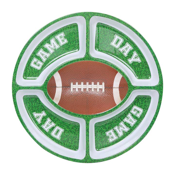 Football-Themed 15" Melamine 5-Section Snack Platter for wholesale by Supreme Housewares