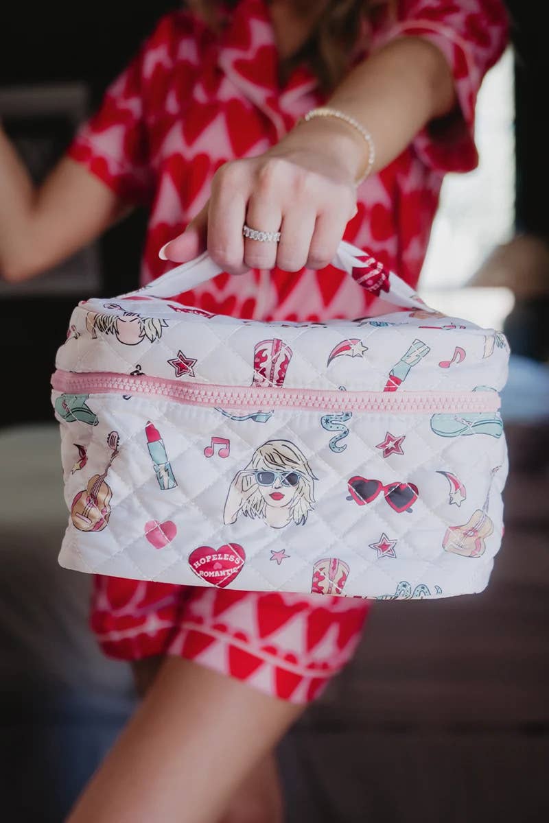 Light Pink Music Girl Icons Cosmetic Make Up Bag for wholesale on Faire