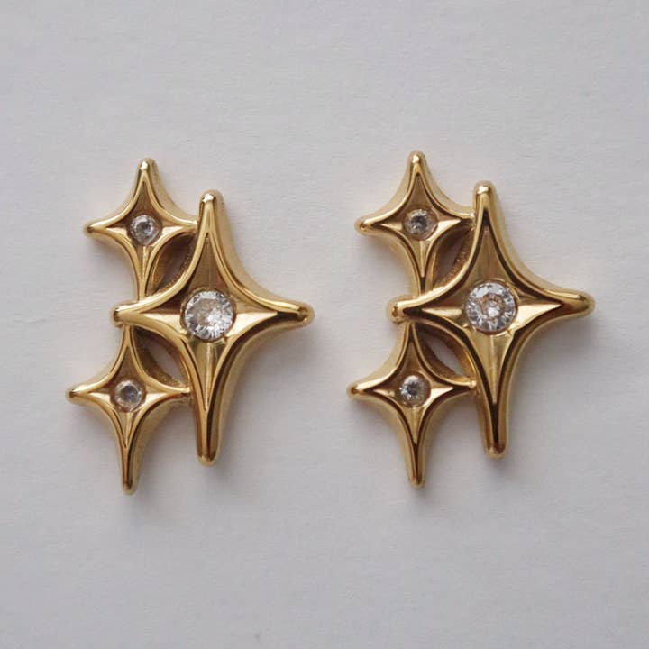 Tri-Starlet Stud Earrings for wholesale by JESSA Jewelry