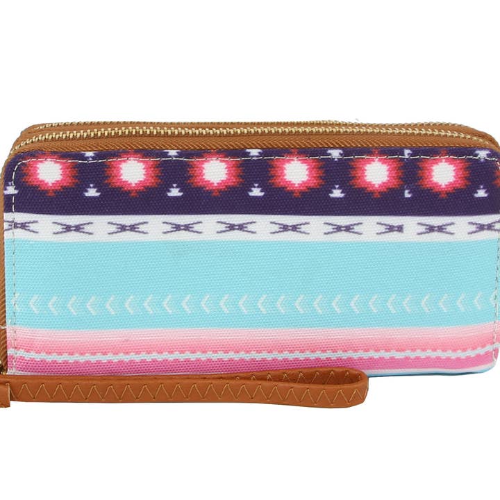 MULTI COLORED NATIVE INDIAN PRINT WALLET for wholesale by Handbag Factory Corp