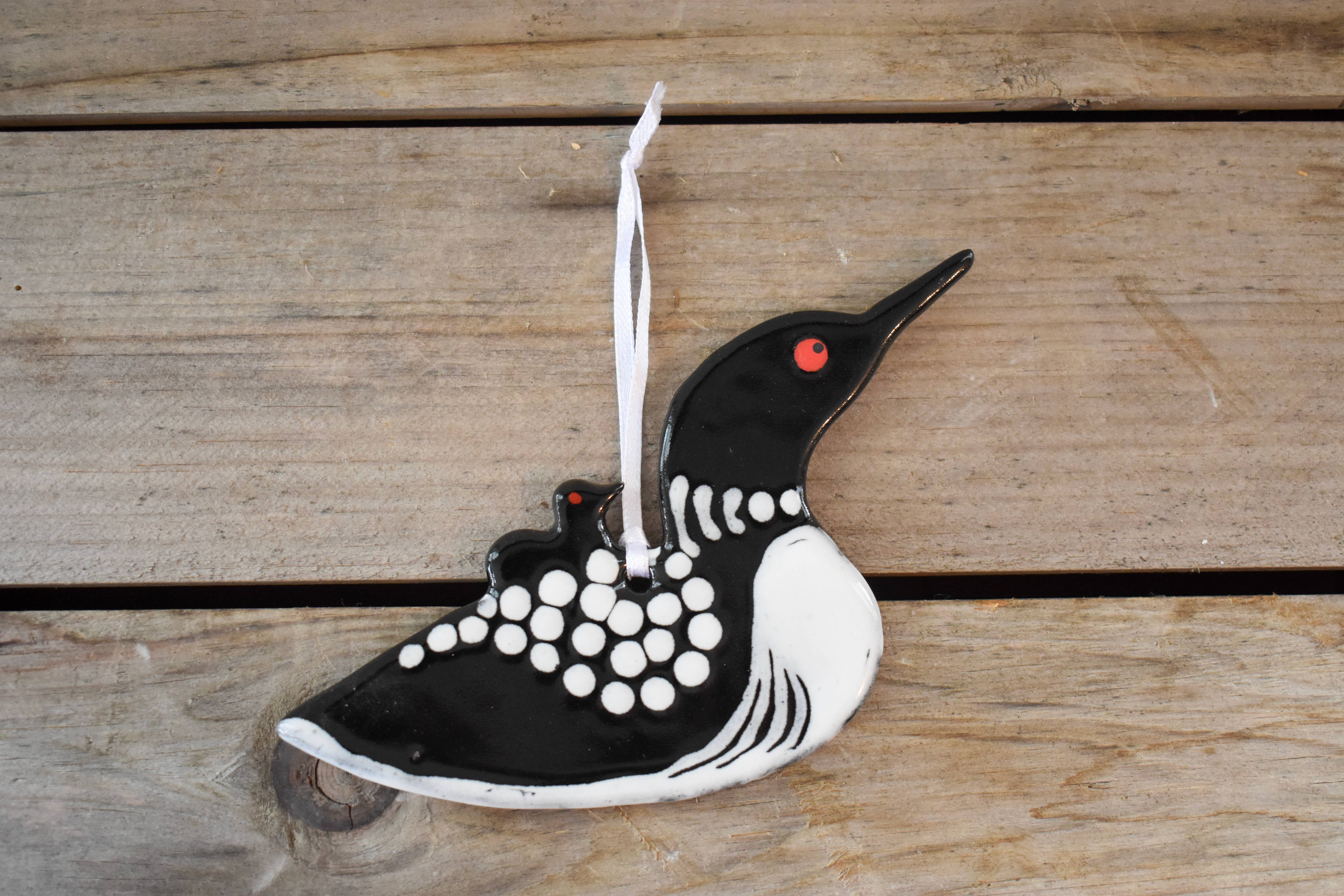 Wayne Village Pottery - Wholesale Ornament - Loon with Chick Ornament1
