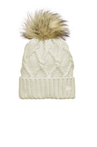 Mad River - Wholesale Beanie - Women's - New Era Faux Fur Pom Beanie, with custom leatherette patch3