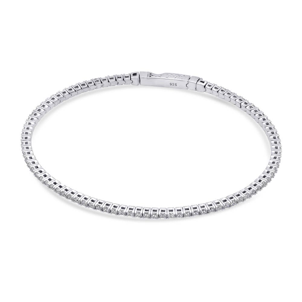 BERRICLE - Wholesale Bangle Bracelet - BERRICLE Sterling Silver Flexible CZ Bangle, 2-Piece Set4