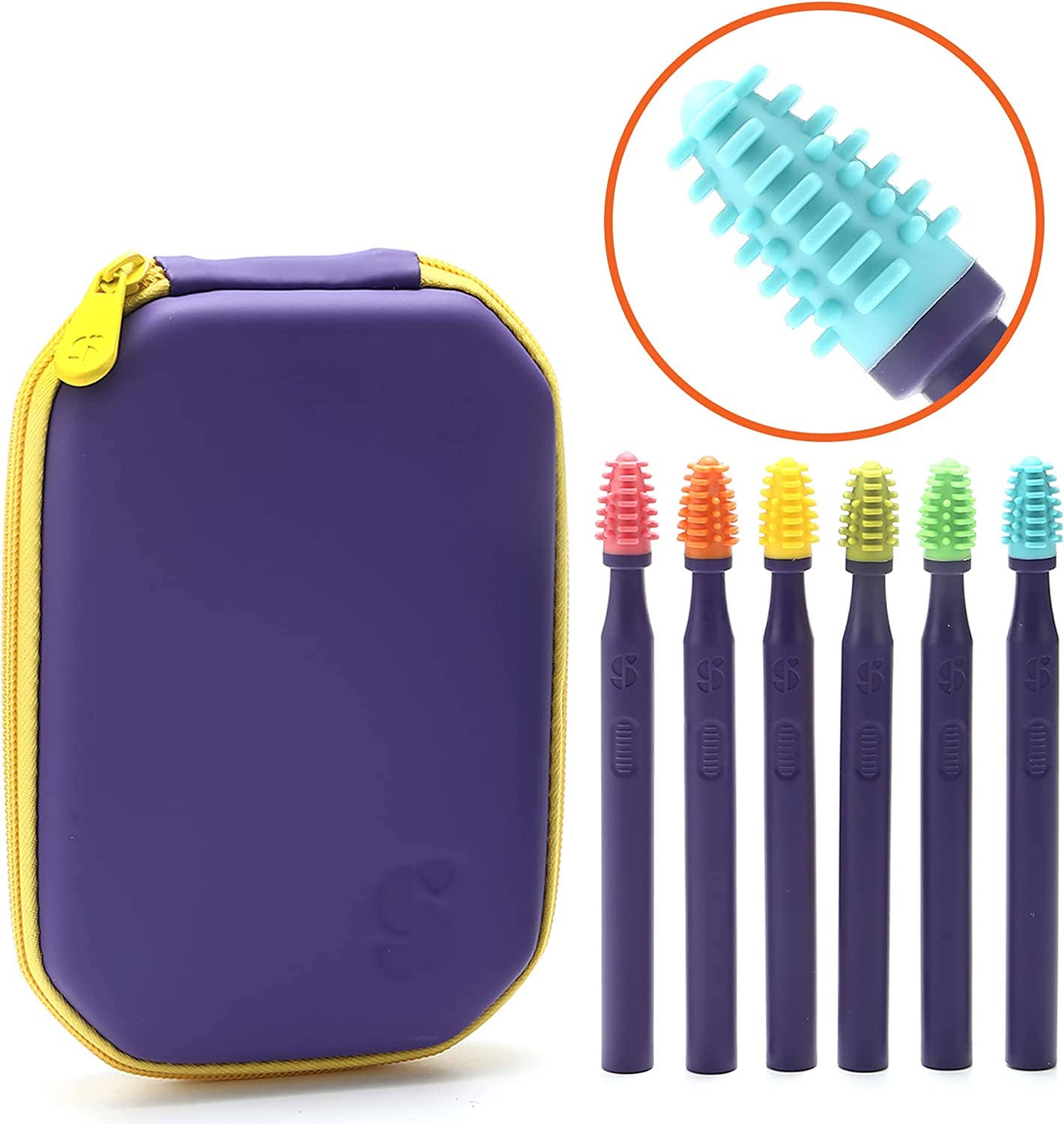 Special Supplies - Wholesale Toothbrush - Kids & Baby - Sensory Mouth Brushes and Oral Stimulation Tools for Kids and Adults, 6 Pack, with Soft Textured Heads, Travel Case Included6