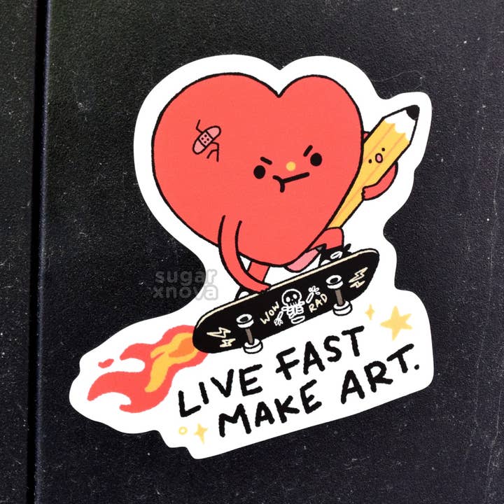 Live Fast Make Art - Heart Sticker for wholesale by Sugarnova