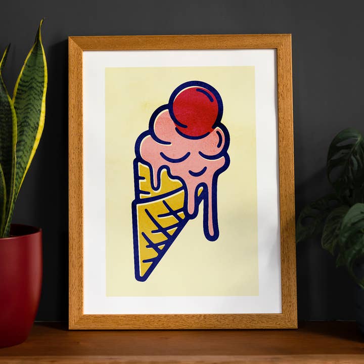 Ice Cream Illustration Print for wholesale by Ink & Drop