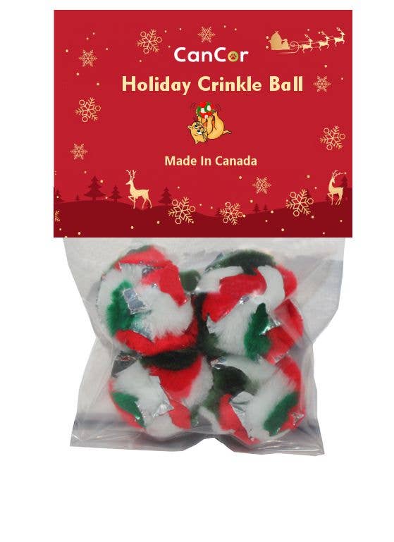 CanCor Innovations Inc. - Wholesale Pet Toy - Cat - Mini Crinkle Ball Holiday Edition0