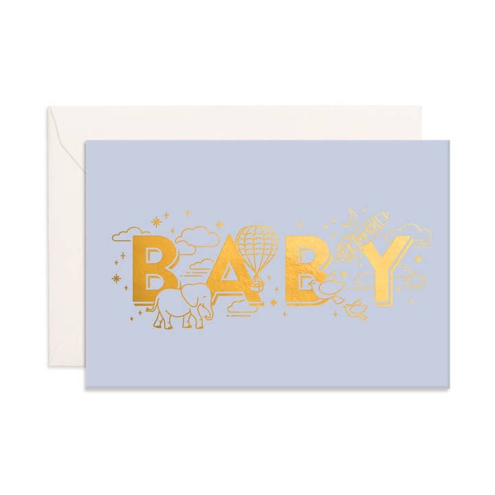Baby Universe Duck Egg Blue Mini Greeting Card for wholesale by Fox & Fallow