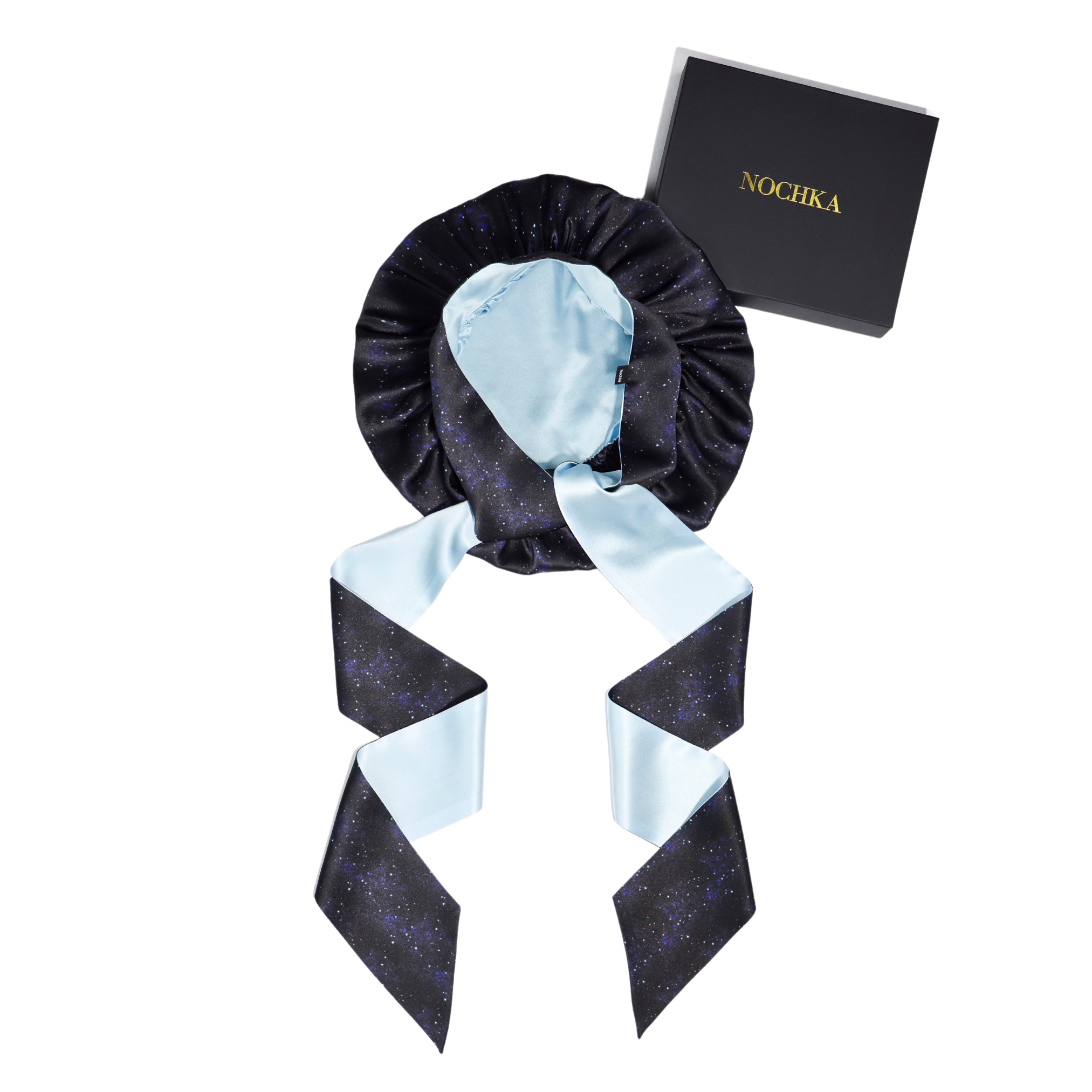 Nochka - Wholesale Slaapmuts - Dames - Midnight Print Omkeerbare Muts met Strikjes0