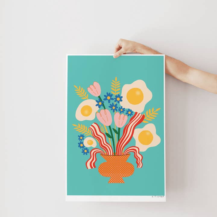 Bacon & egg Brunch bouquet Art print for wholesale by Studio Toute