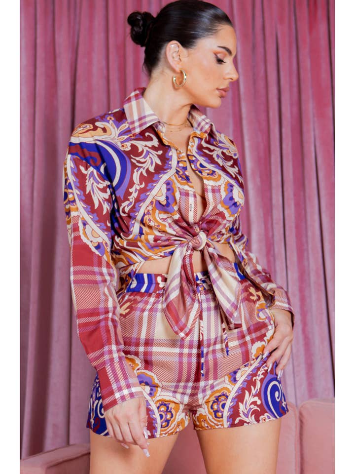 Ensemble deux pièces taille haute avec nœud à l'avant pour femmes pour la vente par JBLA FASHION