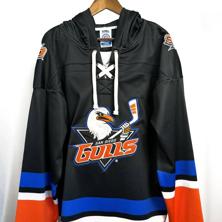 San Diego Gulls Hockey Lace Hoodie - ship by 12/10 for wholesale by Lowsportgeaar
