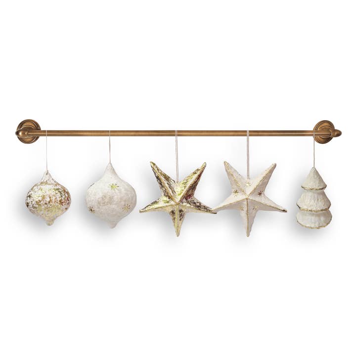 French Graffiti - Wholesale Ornament - White Paper Mache Star Ornaments1