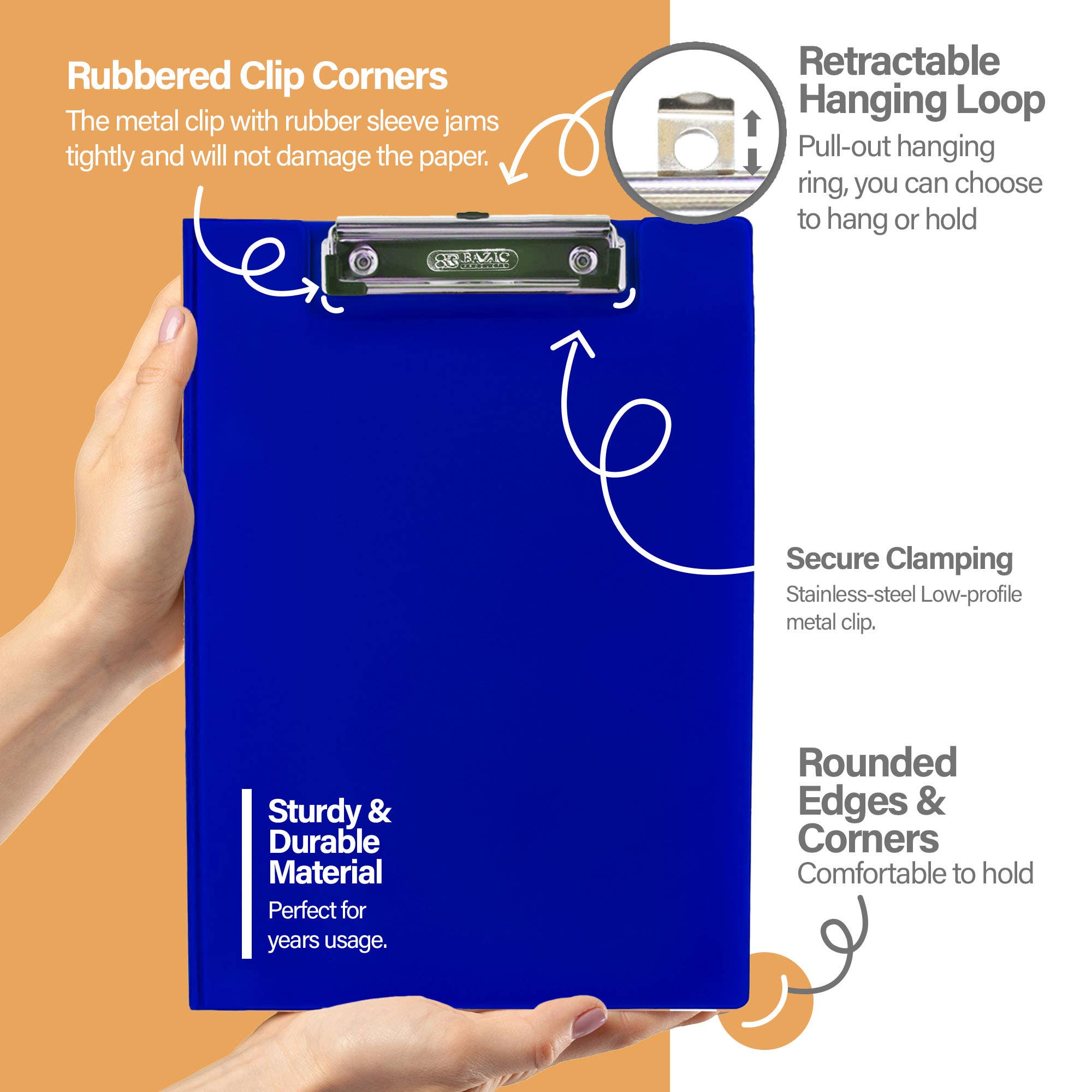 BAZIC Products - Wholesale Clipboard - PVC Clipboard A4 Size Folder w/ Low Profile Clip2