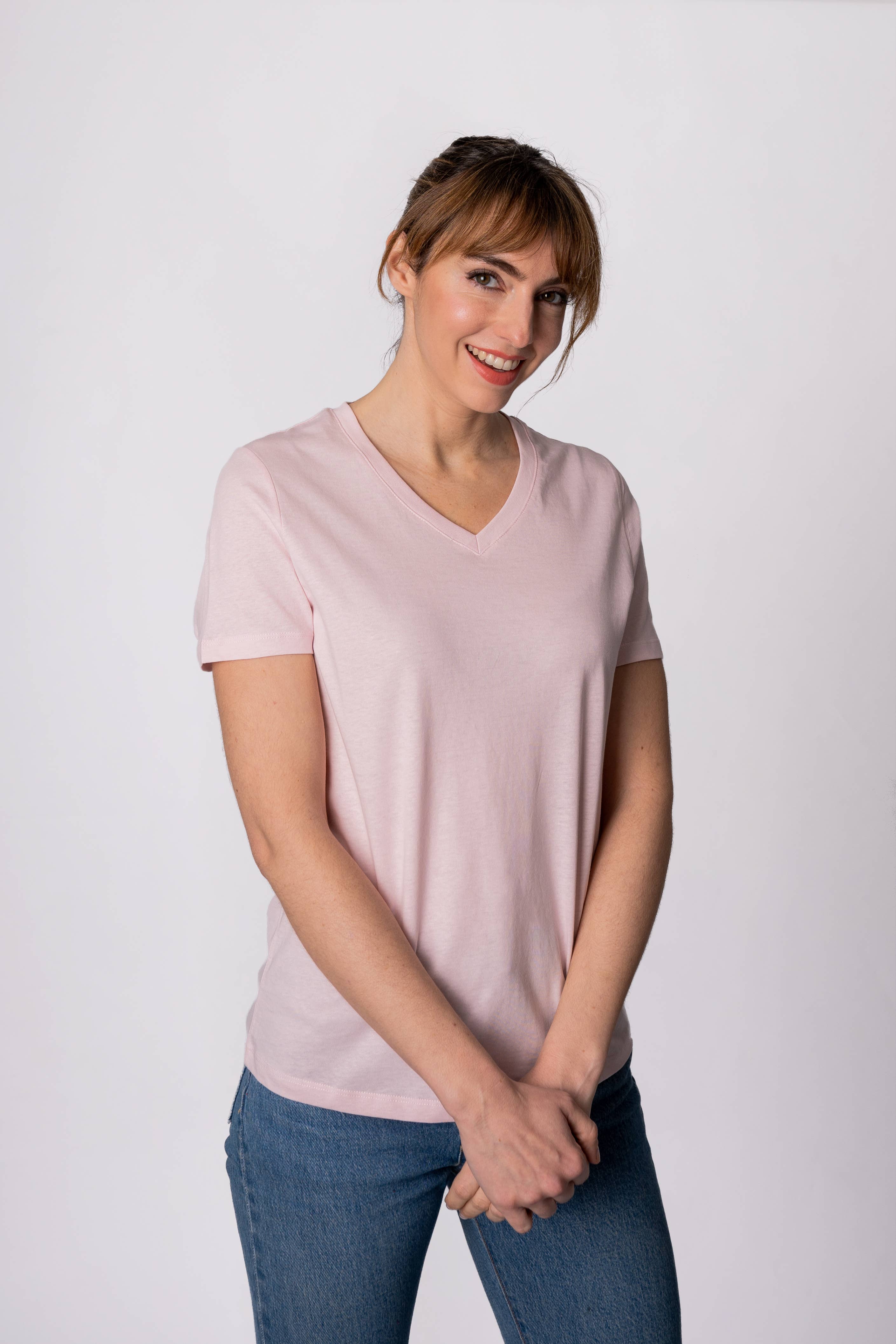 Tex Leaves - Wholesale T-Shirt - Women's - Basic V-Neck T-Shirt - 100% Cotton /150g.9