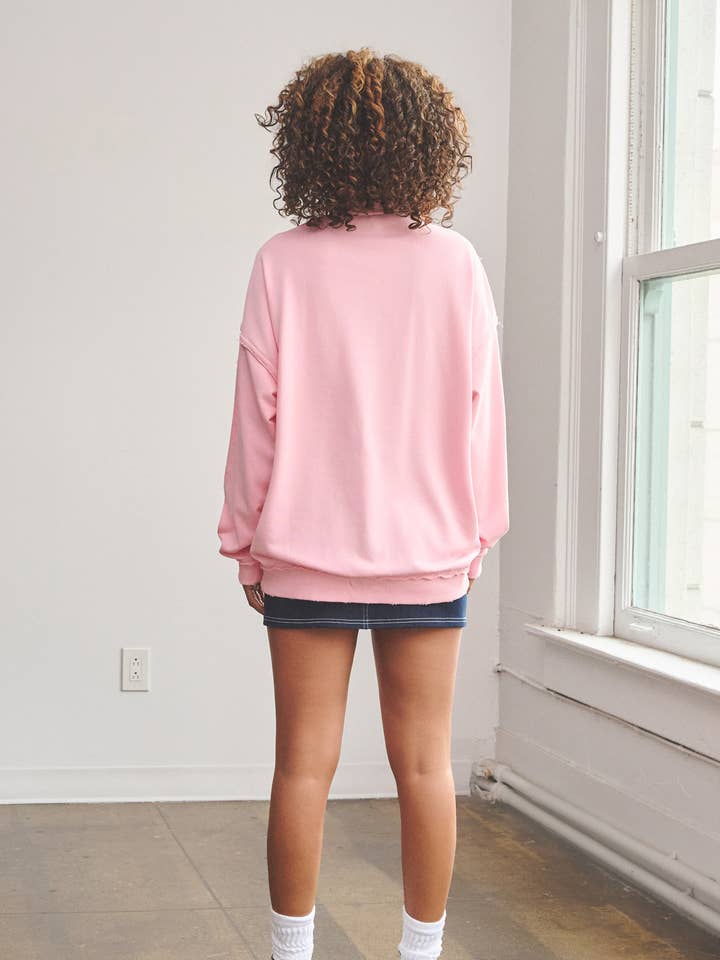 No Vacancy - Wholesale Sweatshirt - Women's - Raw edge detail french terry crewneck top17