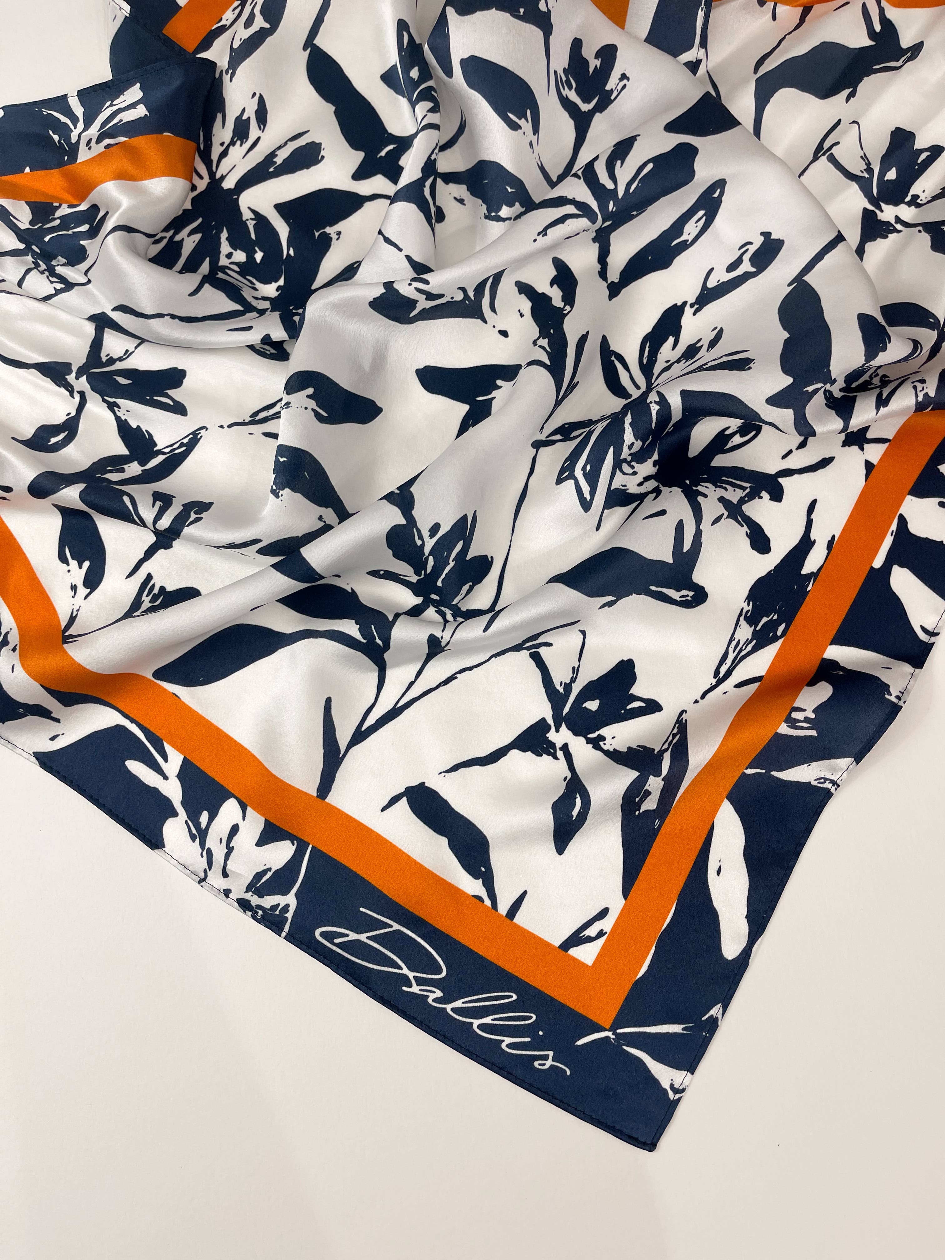 Dallis Foshee Art & Design, LLC - Wholesale Scarf - Women's - Navy + Orange Gameday Scarf4