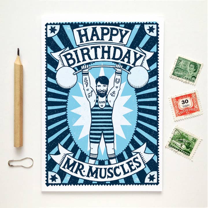 Alexandra Snowdon – wholesale Birthday card – Muscle Man Birthday Card3