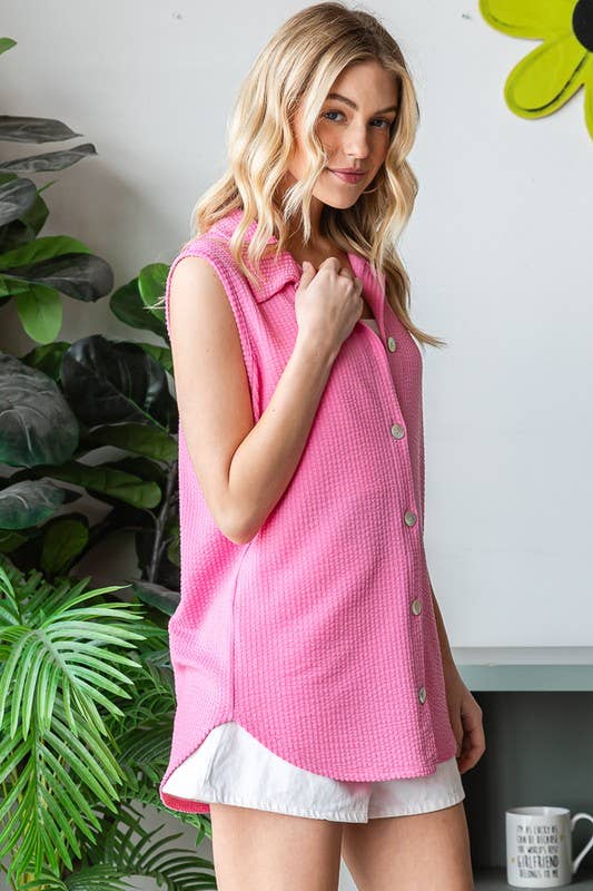 HEIMISH - Wholesale Button Down Shirt - Women's - ET7576-10 SOLID BUTTON DOWN TOP3