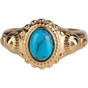 R1055 Charmin'S Zegel Ring Turkoys Howlite Goldfilled voor wholesale door Charmin's Ringen
