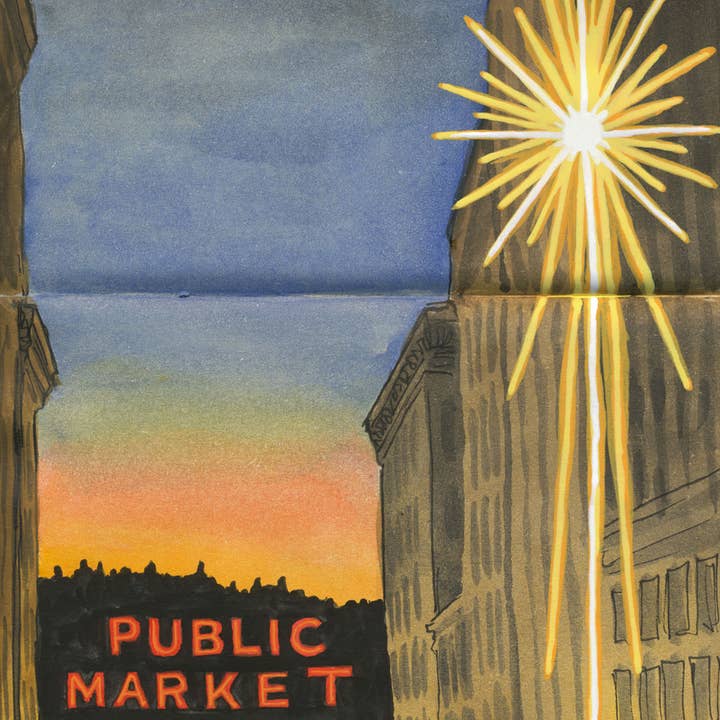 Seattle Holiday Star skisstryck för wholesale av Anagram Press