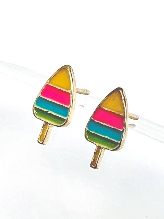 ( G504 ) ORECCHINI IN EPOXY A TEMA ESTIVO - GHIACCIOLO ARCOBALENO per la vendita all'ingrosso da parte di Jewelry Max