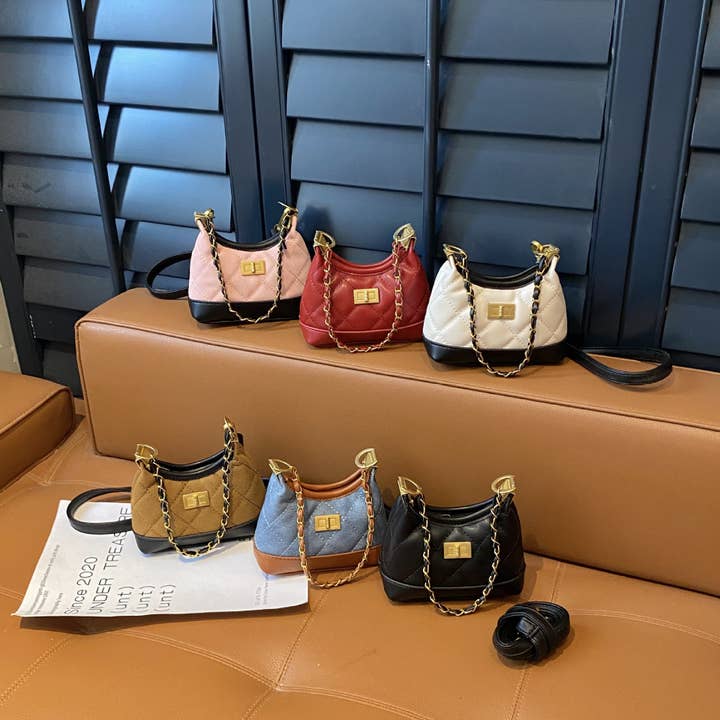 Chic Mini Shoulder Bag for Kids with Chain and Quilted Design for wholesale by The Find Peaks