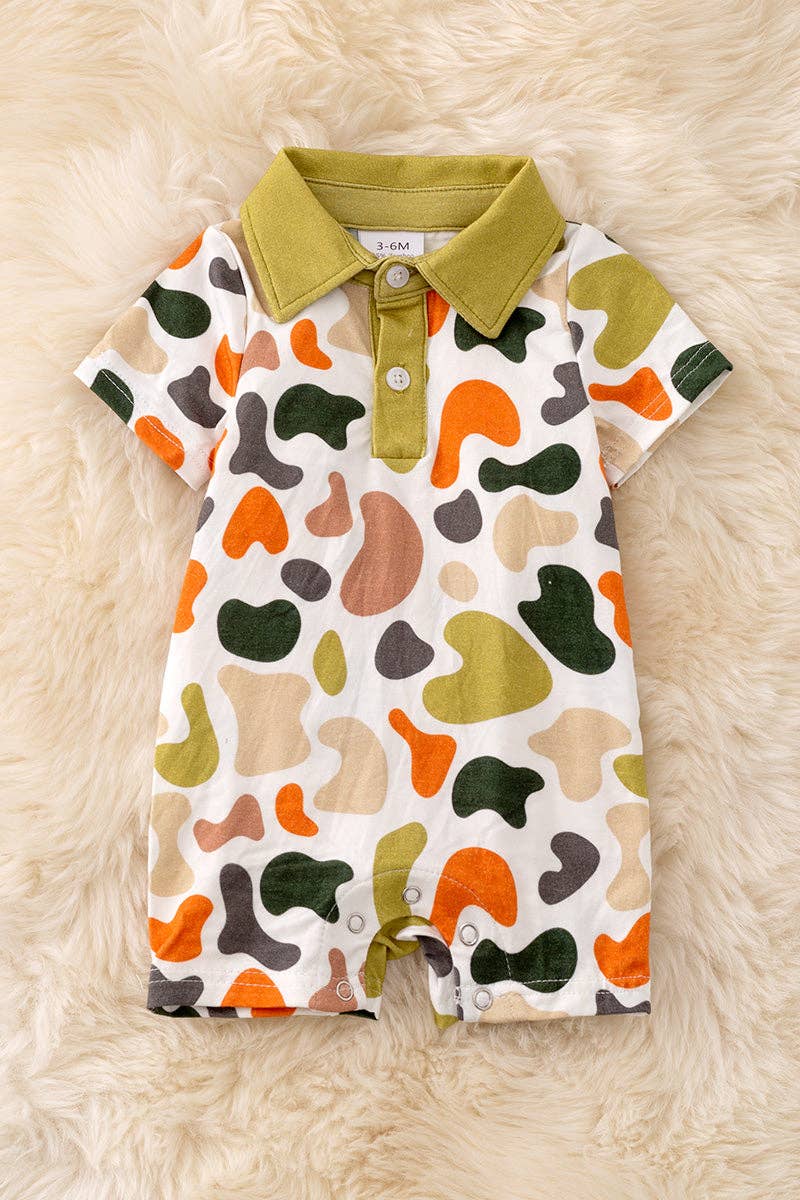 Kids Charm Online - Vente Barboteuse – bébé - 🎍Combinaison pour garçons imprimée camouflage en bambou. RPB500650