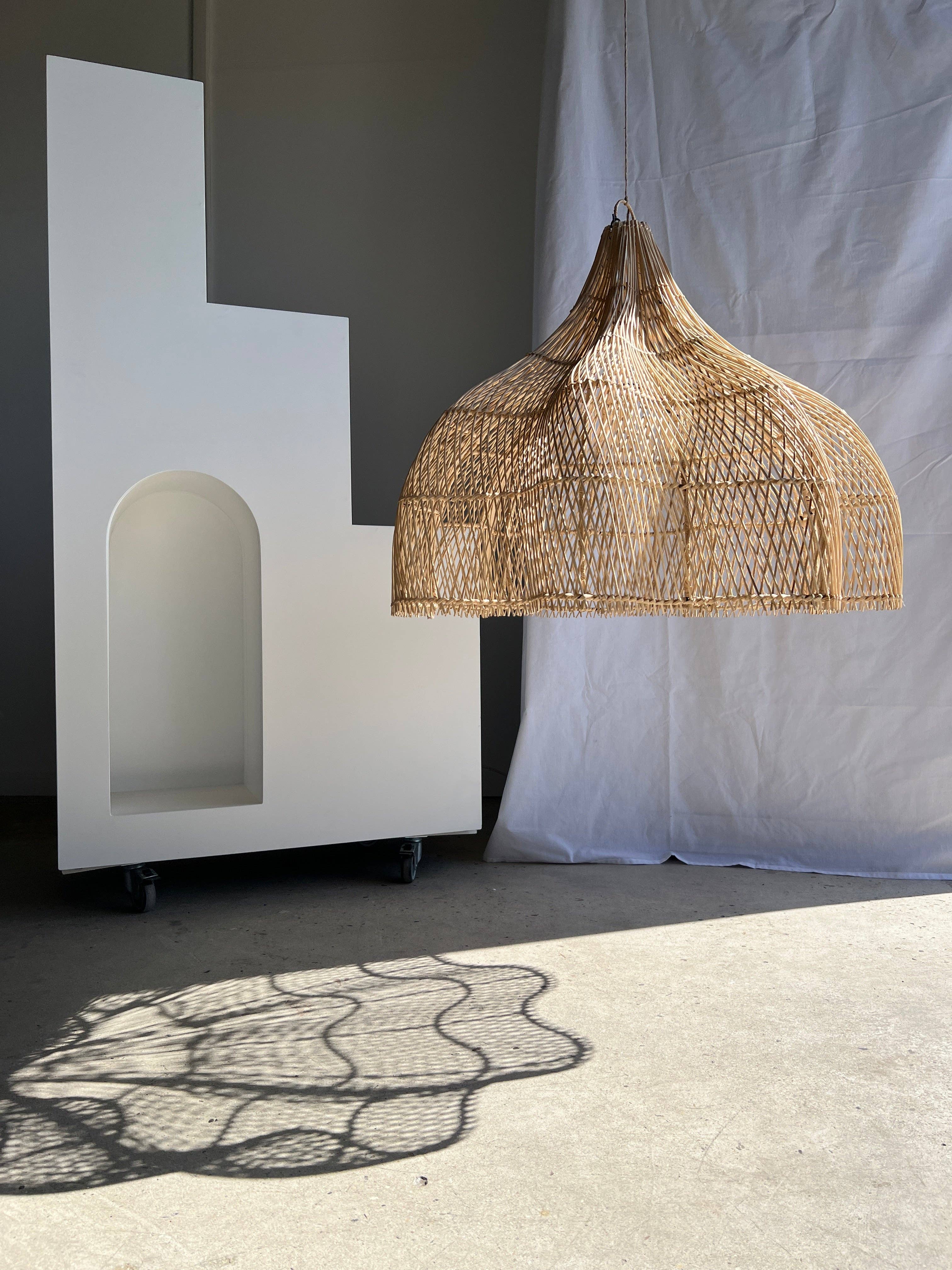 Office Objets - Wholesale Chandelier/Hanging Light - Pendant light, flower-shaped rattan fixture, tulip, corolla H:80cm D80cm62