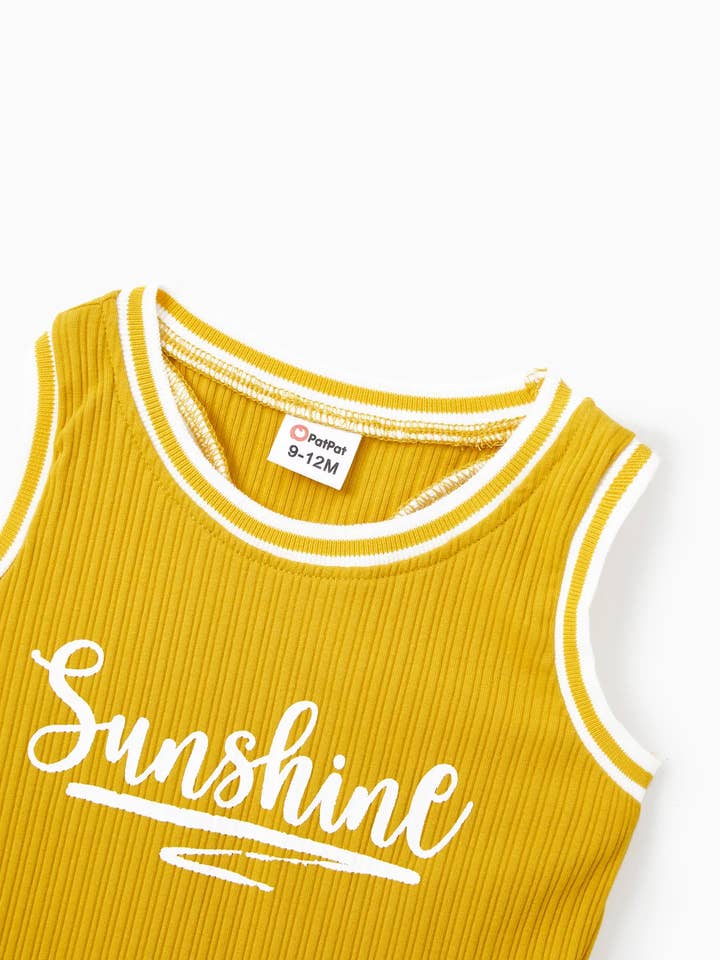 TenderYellow Baby Girl Yellow Sunshine Theme Ribbed Onesies for wholesale on Faire2