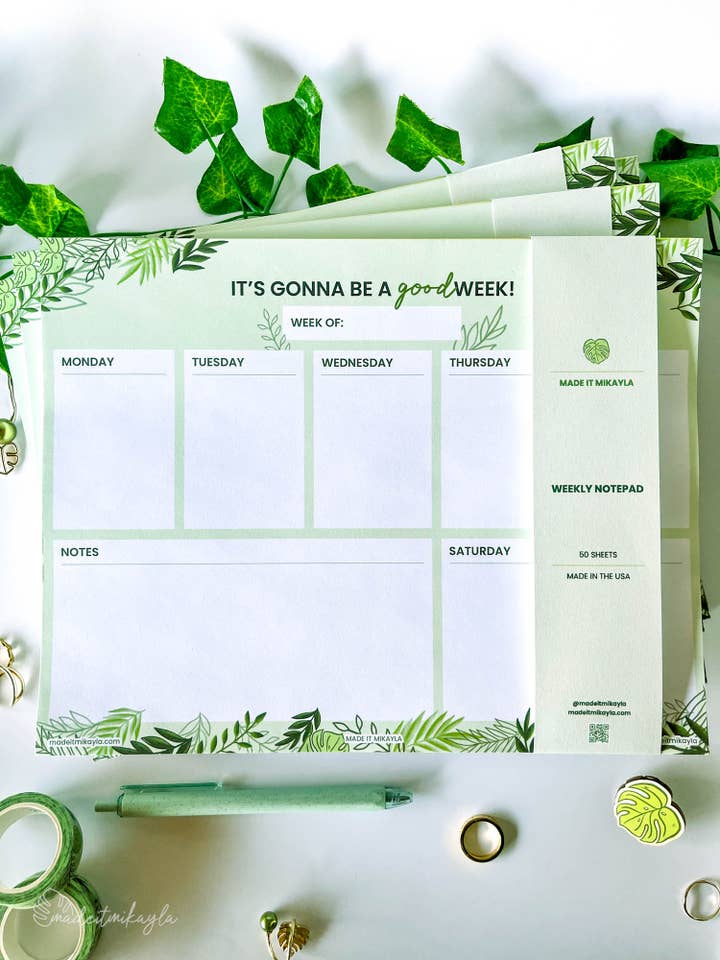 Mixed Greenery Weekly Notepad for wholesale by MadeItMikayla