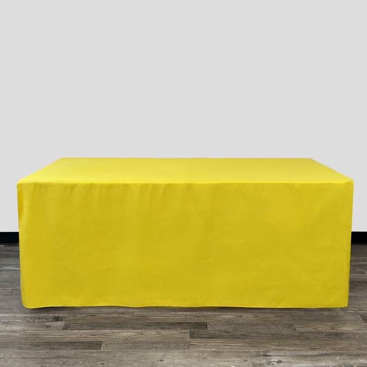 YOUR CHAIR COVERS - Wholesale Tablecloth - 6 ft Fitted Polyester Tablecloth Rectangular Canary Yellow