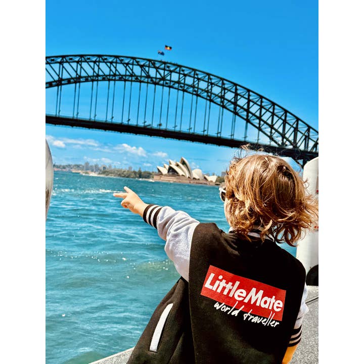 LITTLE MATE WORLD TRAVELLER - Kid’s Varsity Jacket for wholesale by Little Mate Adventures
