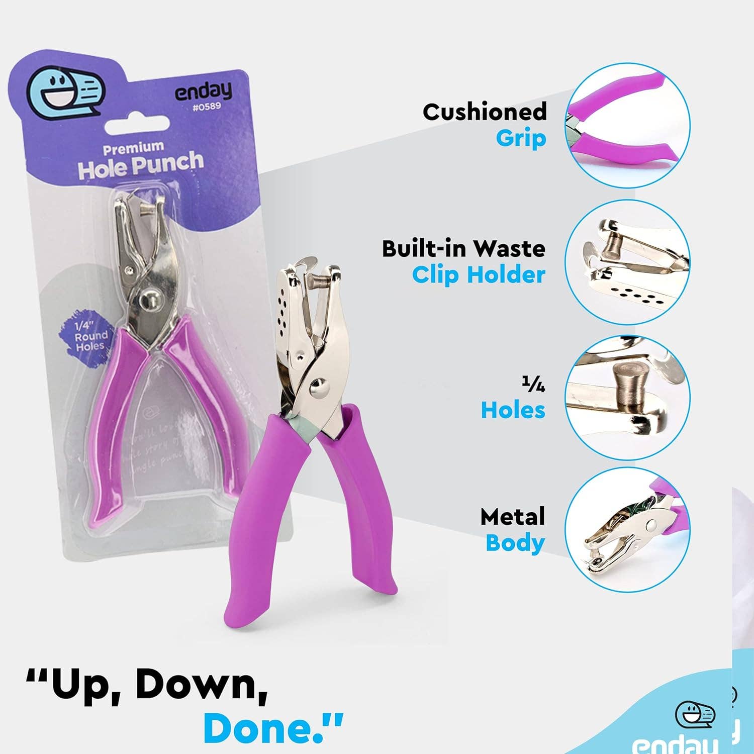 enday – wholesale Hantverksverktyg – Enkel hålslagare metall lila, 1/4” hål med mjukt grepp10