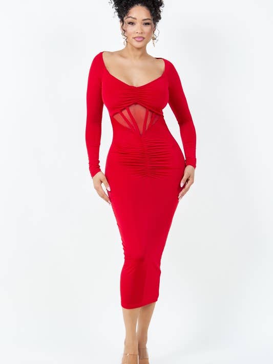 Robe midi en maille avec corset pour la vente par Belita Collection