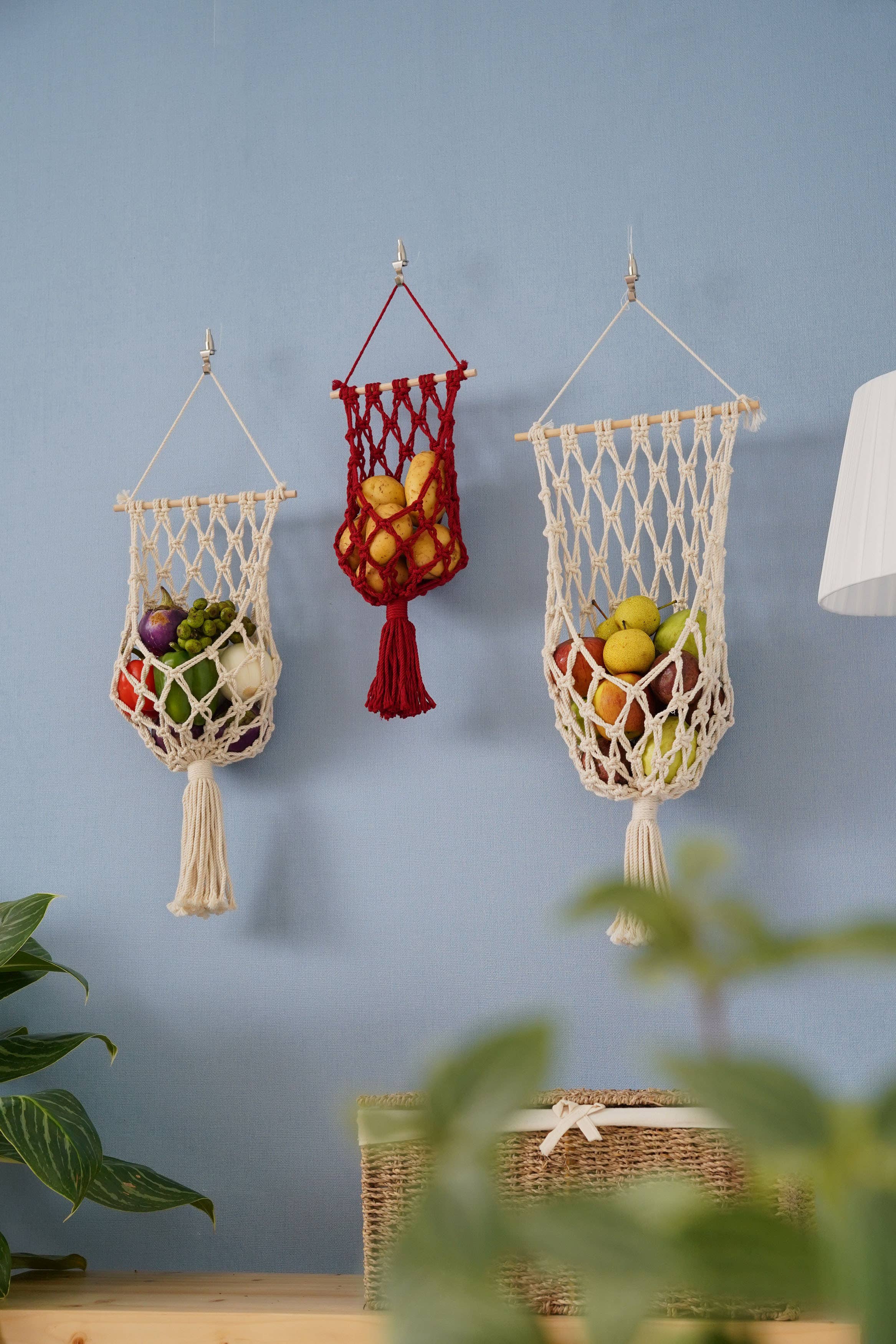 BeanDaikon – wholesale Kitchen storage/organiser – Macrame Fruit Hanger H076