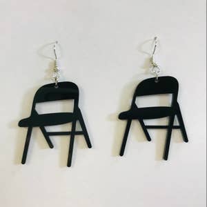Unique Glitter Folding Chair Earrings Acrylic Chair Pendant Necklace Jewelry