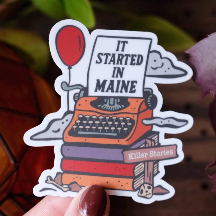 Stephen King Maine Sticker: Typewriter, Red Balloon for wholesale by Stuck on Maine