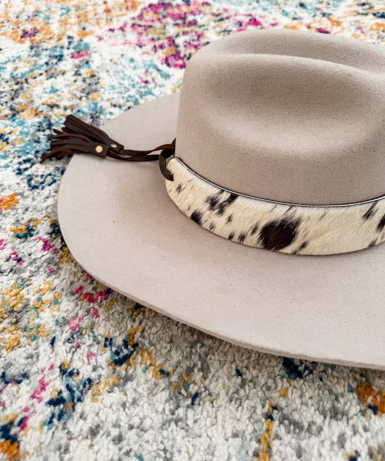 Boho Ranch Shop - Wholesale Hat Accessory - Women's - 1.65” COWHIDE HAT BAND Leather Hat Band leather ties6