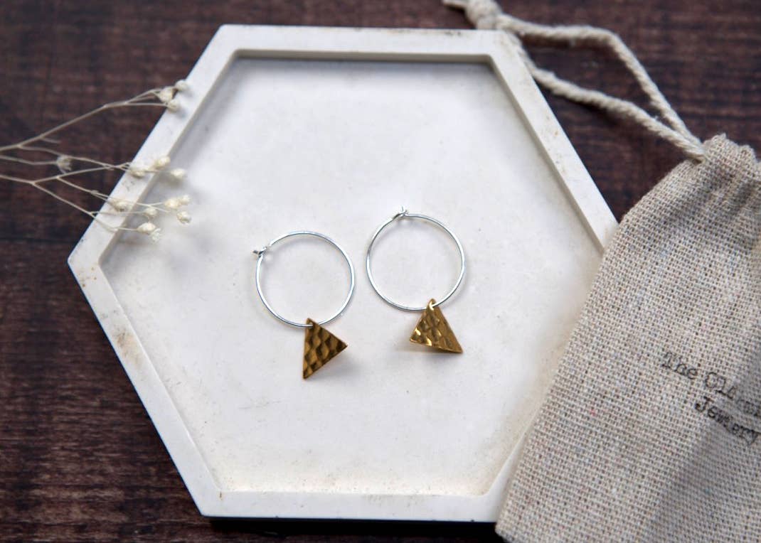 The Old Farmhouse Jewellery – wholesale Dangle earrings – Small Brass Earrings, sterling silver, brass charm, dainty15