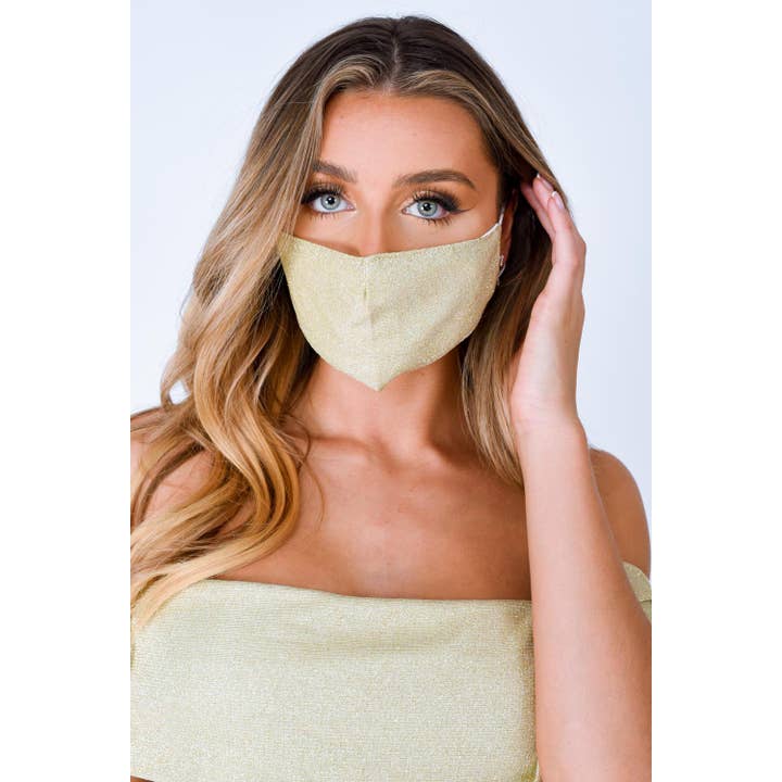 Nazz Collection Clothing Ltd – Großhandel Mund-/Gesichtsschutz – London Chelsea Havana Glitzer-Gesichtsmaske, metallisch, goldfarben