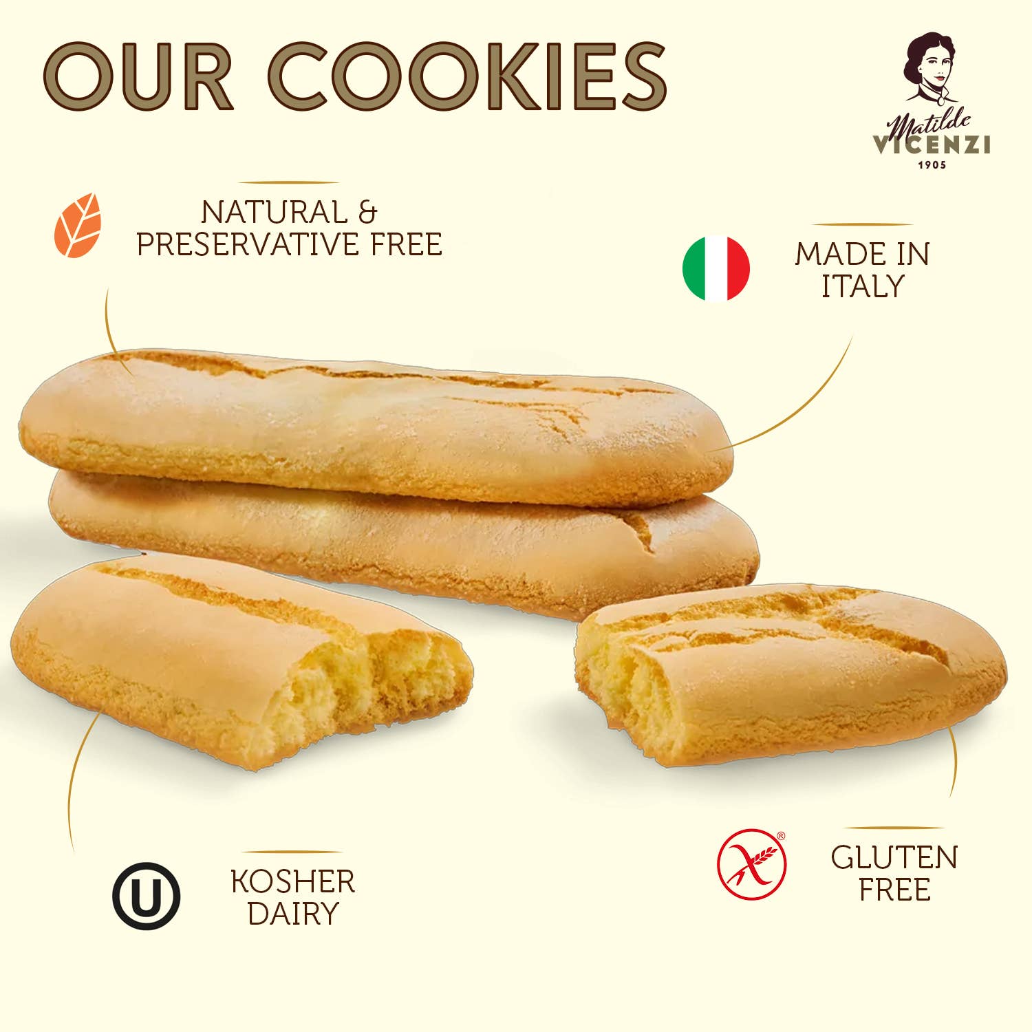 Vicenzi USA Inc. - Wholesale Cookie - Vicenzovo Gluten Free Ladyfingers, Lactose Free, 125g1