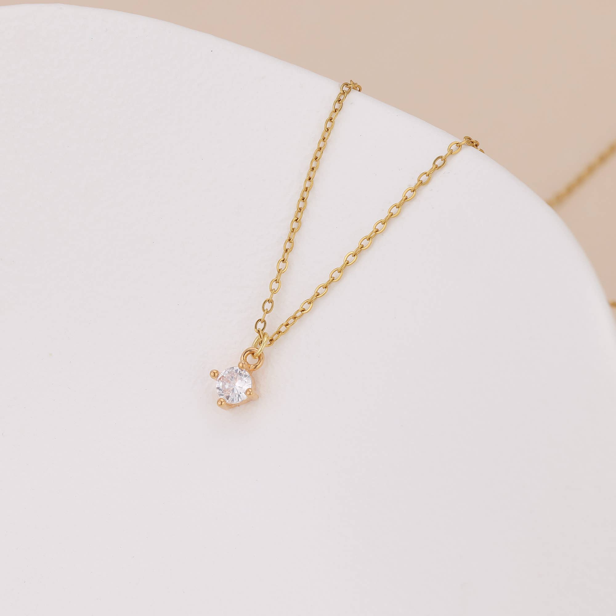 Melange Blanc - Wholesale Pendant/Charm Necklace - N017 solitaire pendant necklace, single diamond necklace3