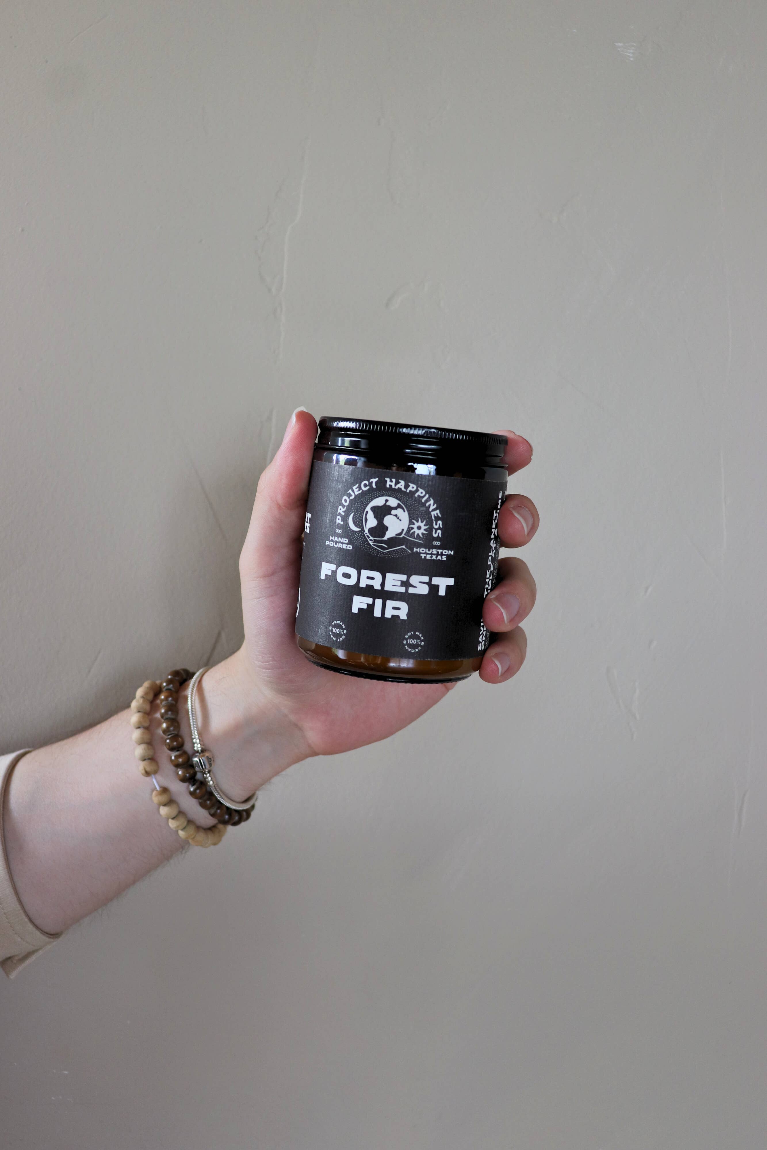 Project Happiness Candle Co. - Vente Bougie en bocal - Bougie de soja au sapin de forêt - 8oz