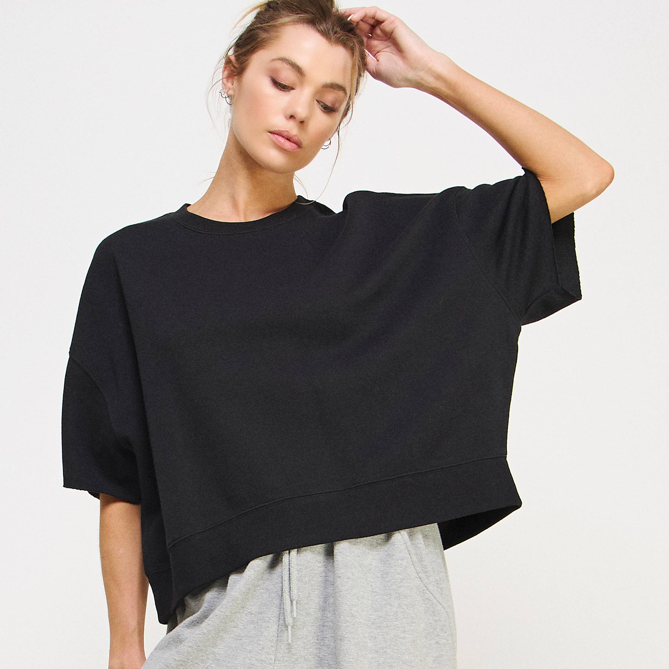 FREEZIA - Wholesale Sweatshirt - Women's - SUPER SOFT SHORT SLEEVE SWEATSHIRT IN FRENCH TERRY-FZ0009-D115