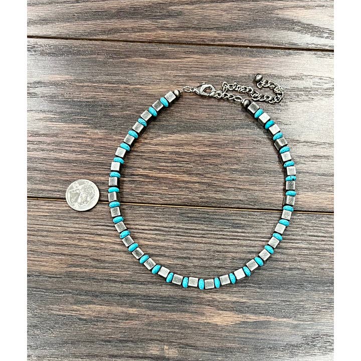 ISAC Trading Inc - Wholesale Beaded/Pearl Necklace - 739359, Handmade Square Navajo Bead Necklace